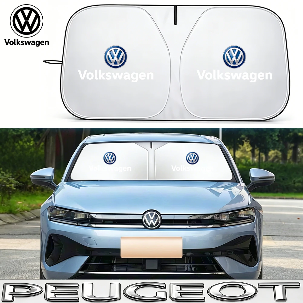 Faltbare Auto-Windschutzscheiben-Sonnenschutzvorrichtungen für den Innenraum, Zubehör für VW Golf T‑Roc Tiguan Polo Passat T‑Cross Taigo ID.4 ID.7 – Detail 2