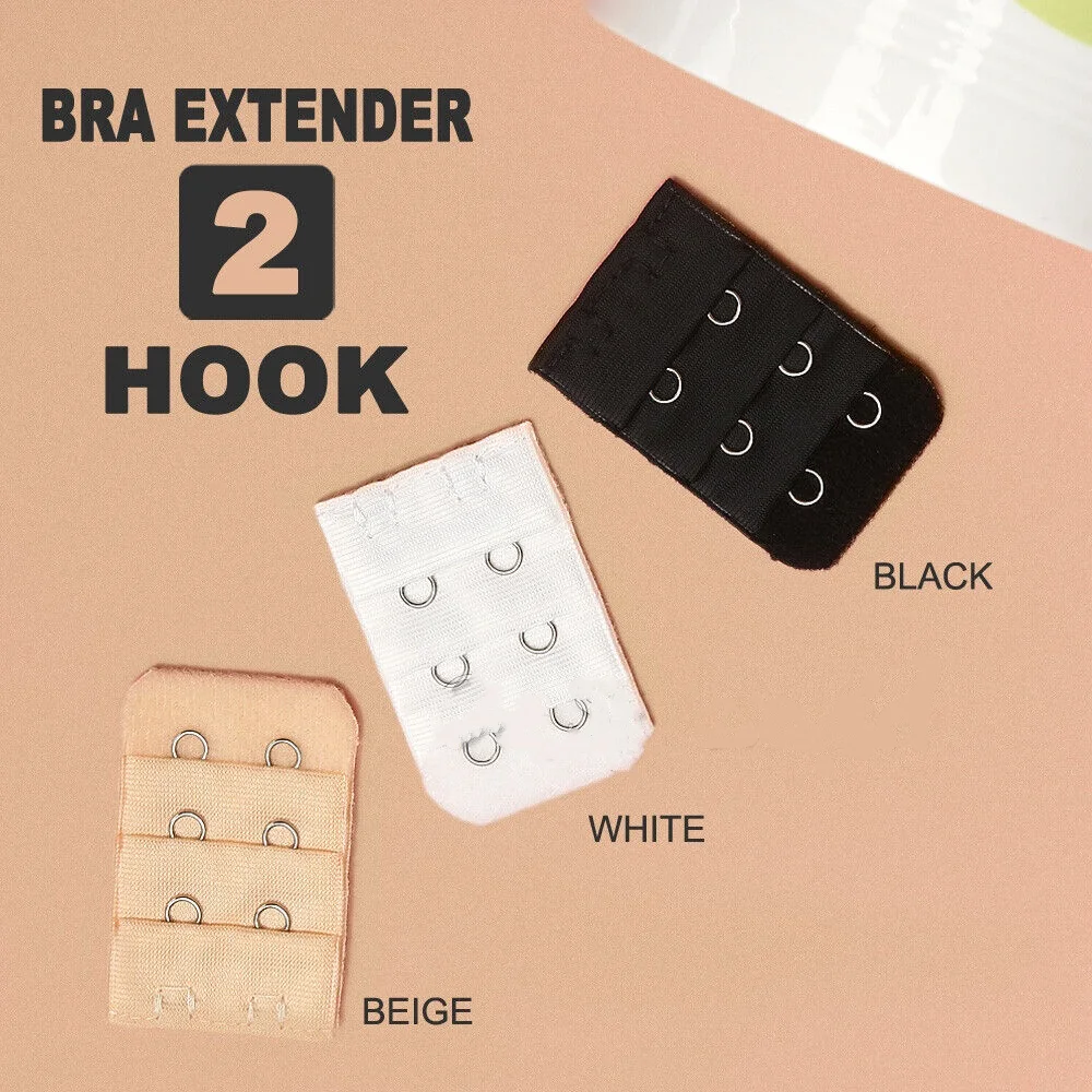 2Pcs/Set Bra Extension Strap Extenders for Women Adjustable Belt Buckle Nylon Elastic Bra Extension Strap Hook Clip Extenders