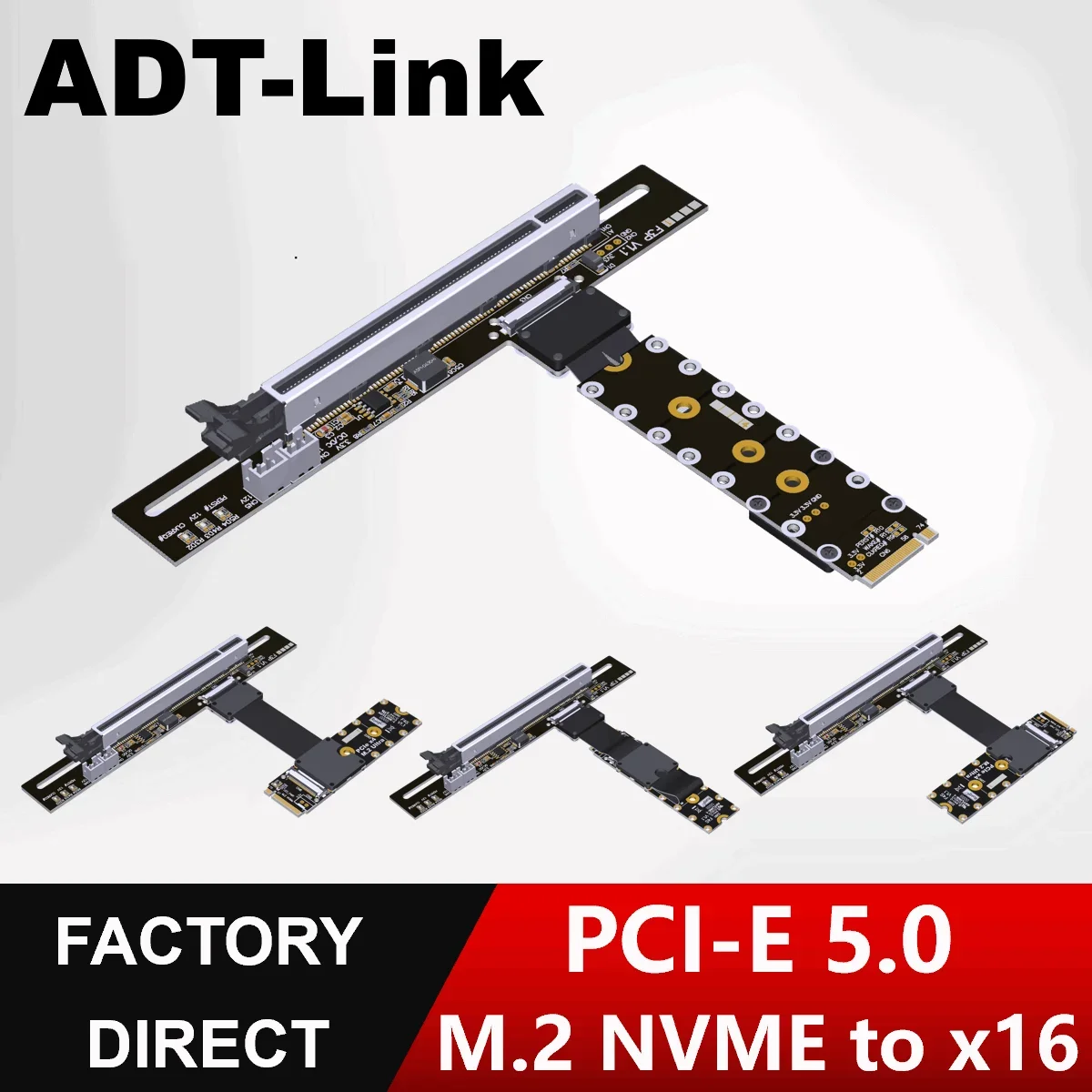 25CM 50CM PCIe 5.0 M.2 NGFF NVMe to PCIe x16 GPU Adapter Cable FFC High Speed Lossless GEN5 Adapter For PC Nvidia/AMD Video Card