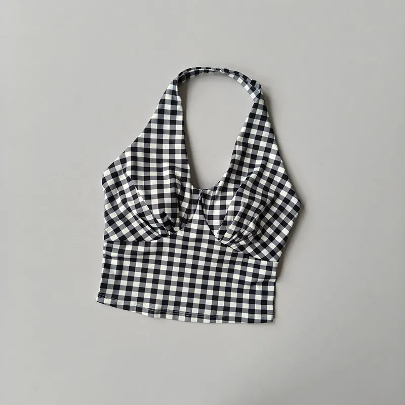 Damen Neckholder-Camisole mit festen Cups, Crop-Top, sexy, modischer Sport-BH, Fitness, Laufen, schnelltrocknend, äußeres Westen-Top – Detail 9
