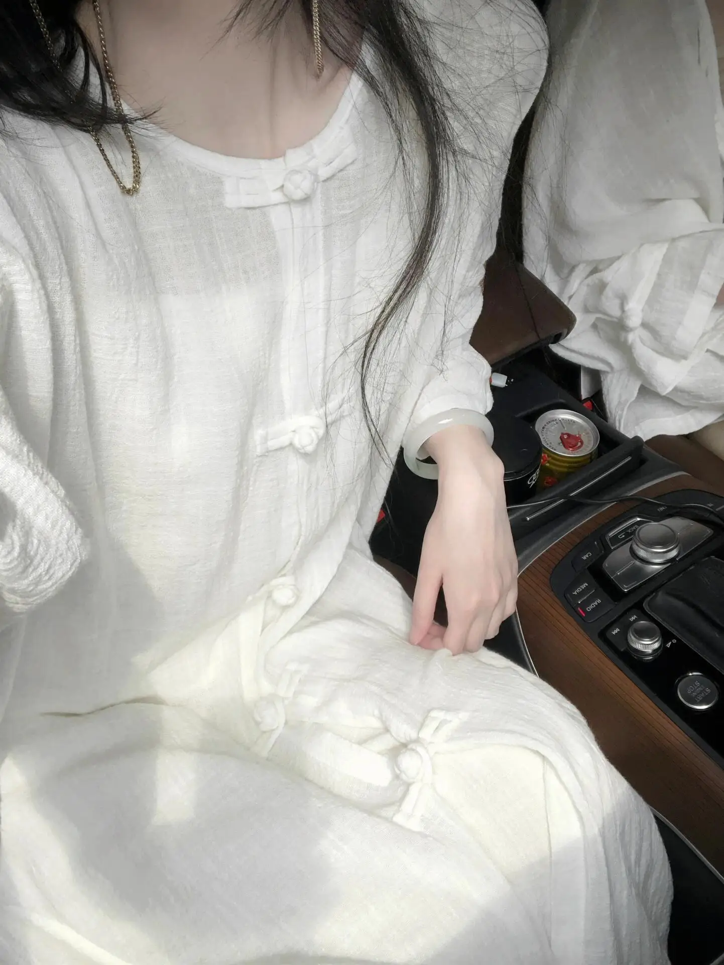 Fall Zen White Healing Cotton Linen Women's Modified Hanfu Zen Style Dress Set Dream Gathering Brand 2025 Autumn Collection