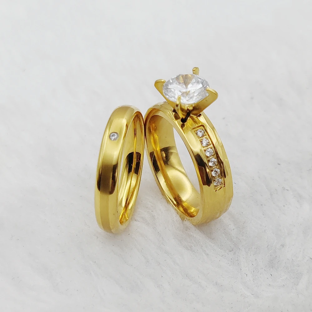 Rings For Girlfriend Engagment Statement Wedding Ring Jewellery Africa 24K Gold Plated Jewelry Sets