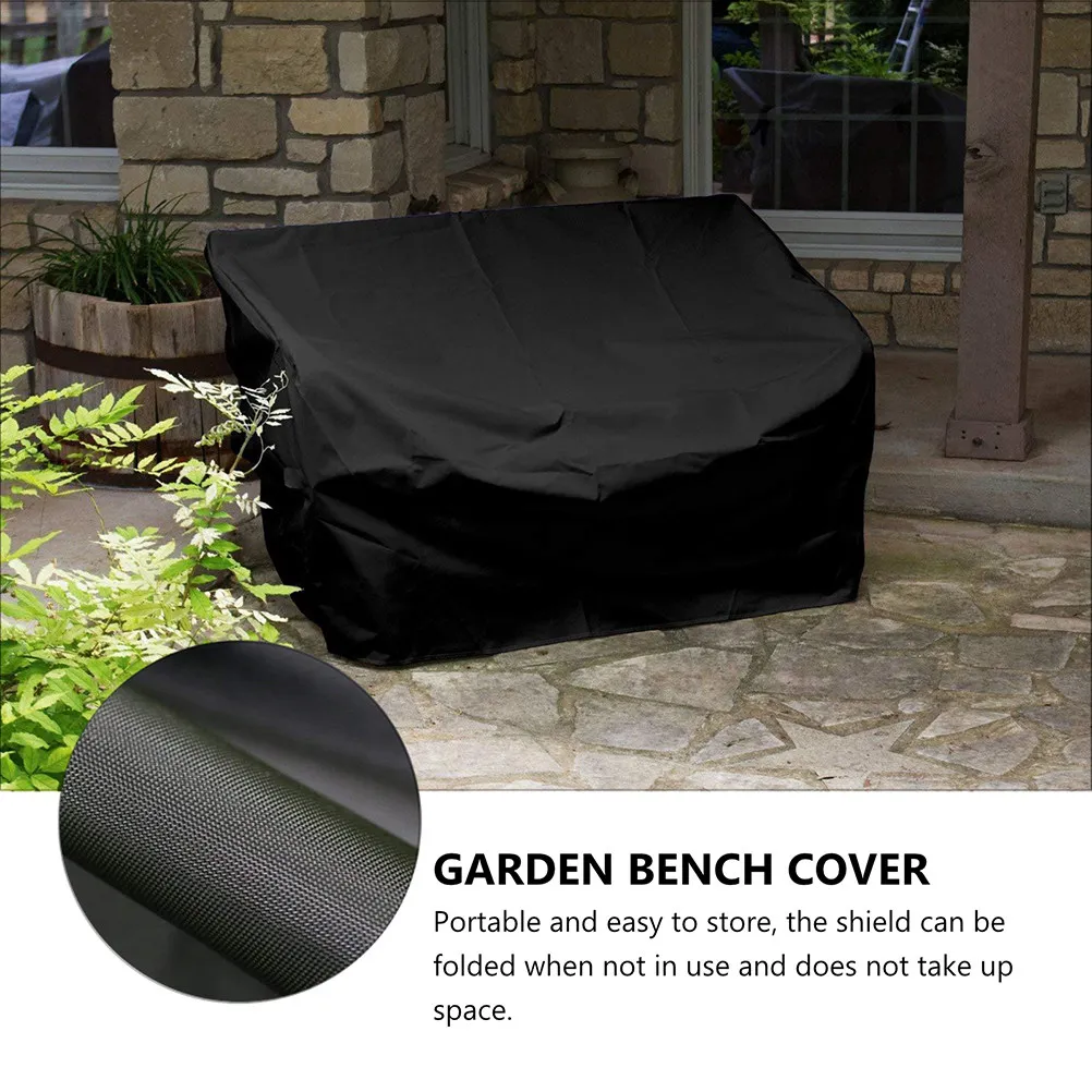 1Pcs Black Oxford Cloth Garden Bench Cover Waterproof Dust Proof Uv Snow Frost Resistant Portable Foldable Outdoor Seat