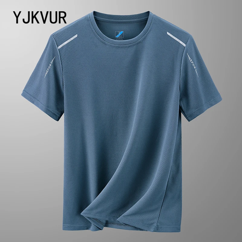 YJKVUR 2024 Summer Men’s Quick Dry Moisture Wicking Crew Neck T Shirts Mesh Athletic Running Gym Workout Short Sleeve Tee Tops