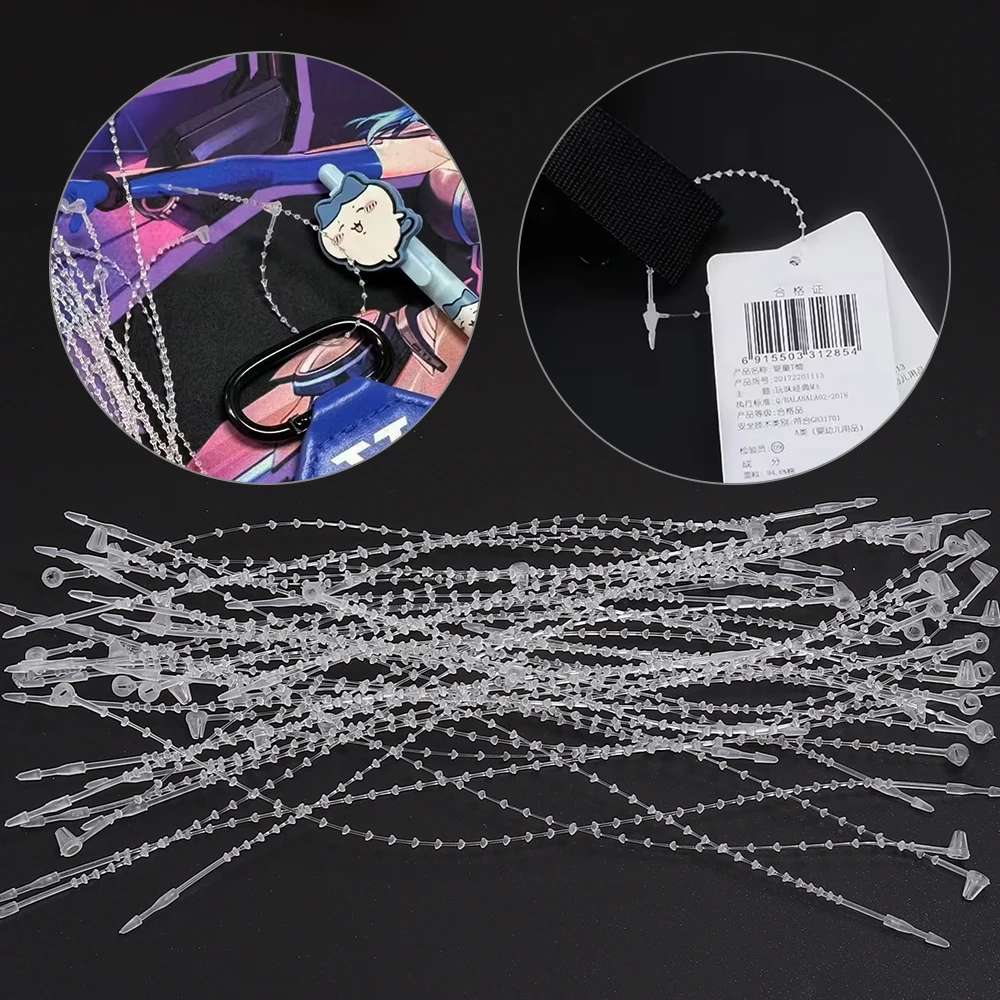 100pcs 9/14/18cm Transparent PP Loop Pins Tag Adjustable Hang Tag Rope Tags Fasteners For DIY Garments Price Tag Accessories