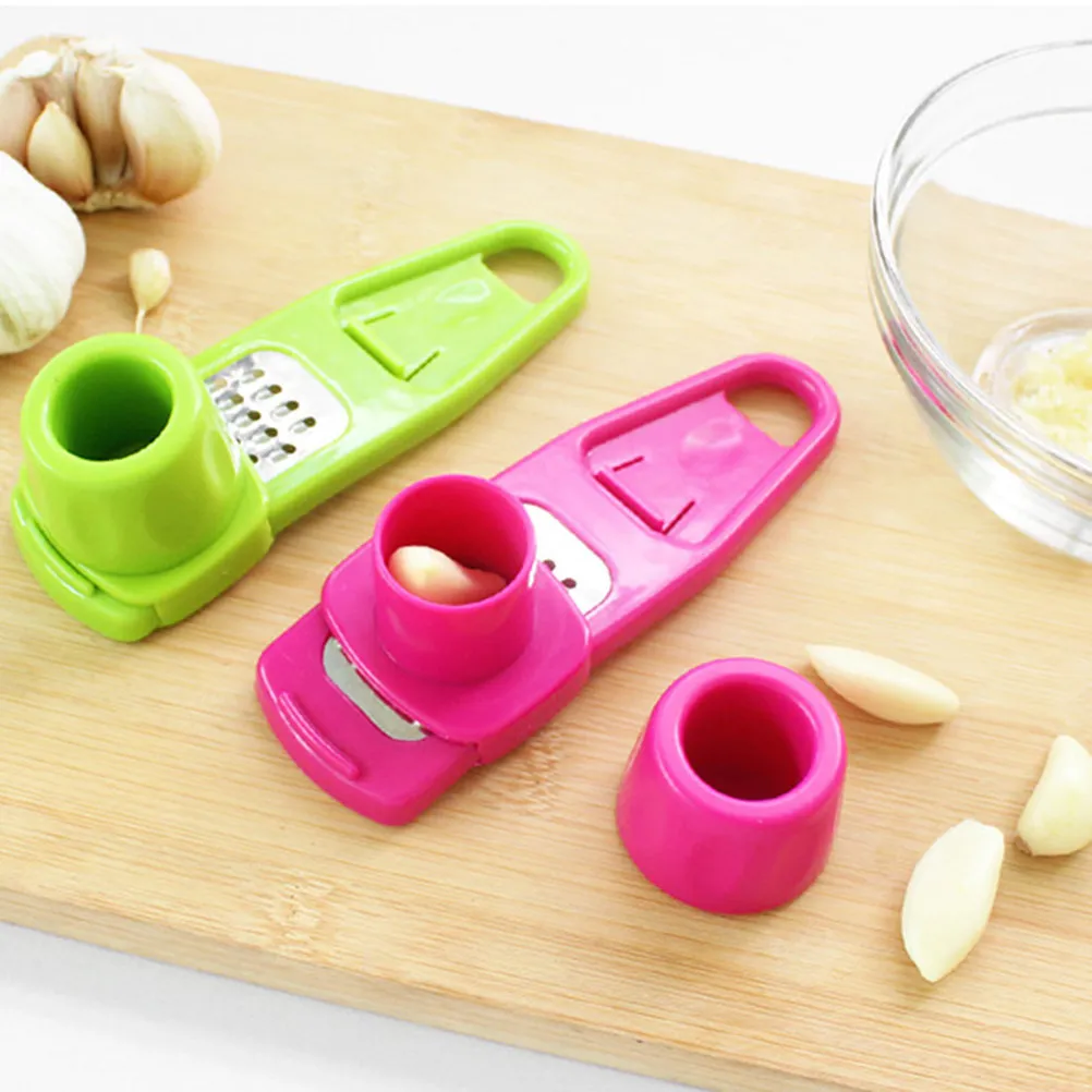 Multifunction Garlic Grater Removable Hands-Protecting Cover Mini Size Lightweight Stainless Steel Grinding Kitchen Tool Garlic