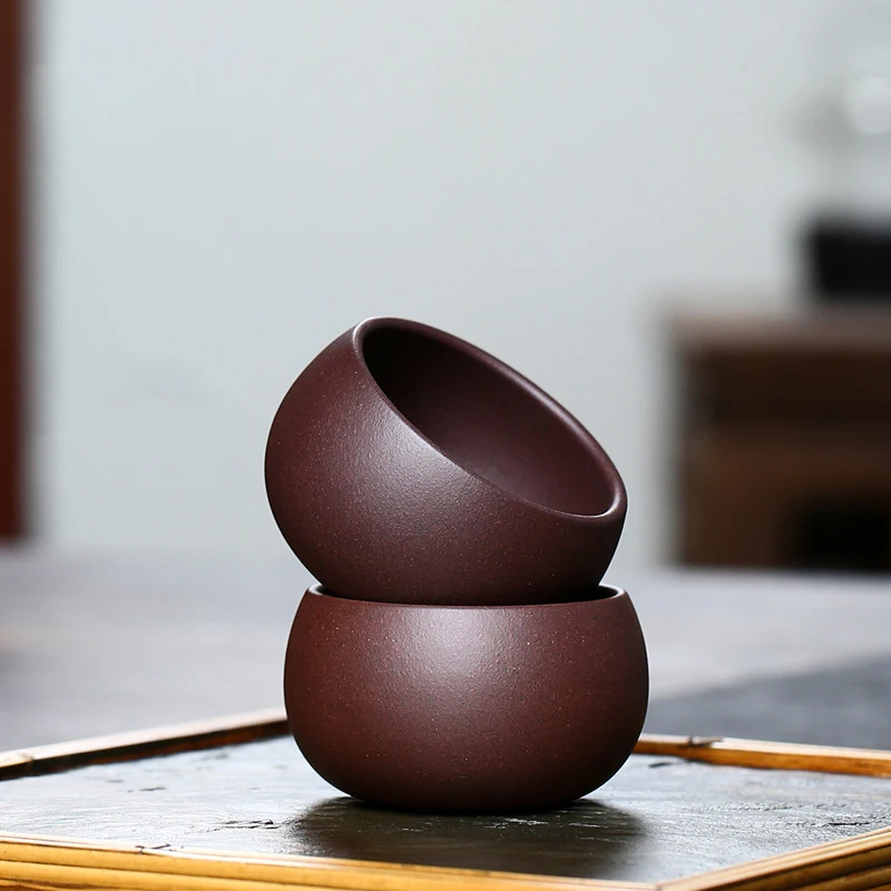 

Set of 2PC 80ml Authentic Yixing Purple Clay Teacup Handmade Meditation Cup Travel Tea Bowl Pu'er Master Tea Cup Chinese Tea Set