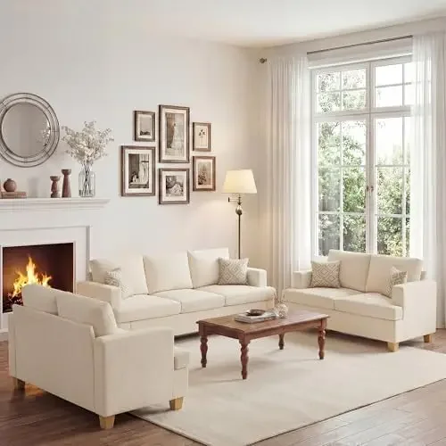 Cloud Couches Living Room Furniture Sets, Loveseat Sofa Set of 2 & 3 Seater Sofa for Bedroom, Comfy Chenille Couch