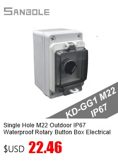 M22 Im Freien Wasserdichte IP67 Push Button Switch Box Notfall Stop Control Verteilung Rot 10A Schraube Installation – Detail 2