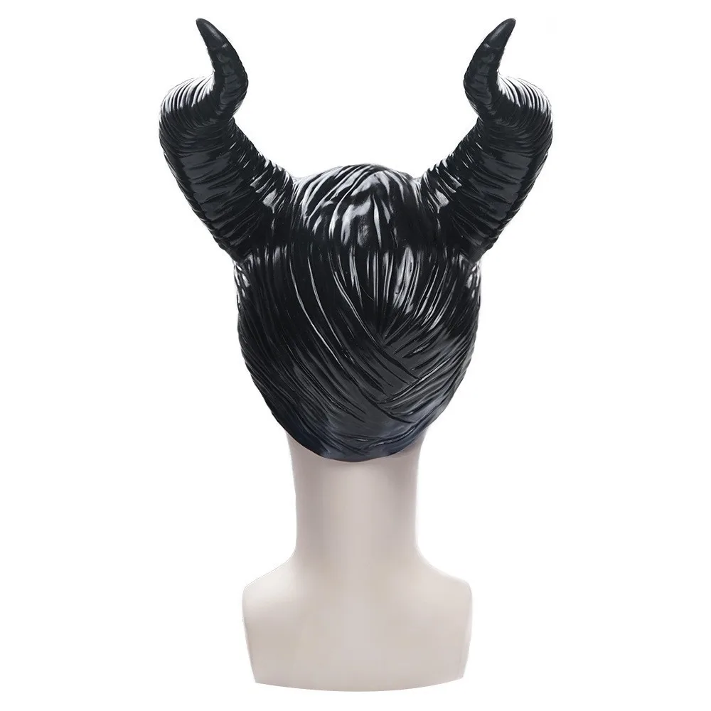 Schwarzer Latex Teufel Horn Kopfschmuck für Halloween Kostüm Partys Hexe Cosplay Dornröschen Fluch Prop Maske ​ ​