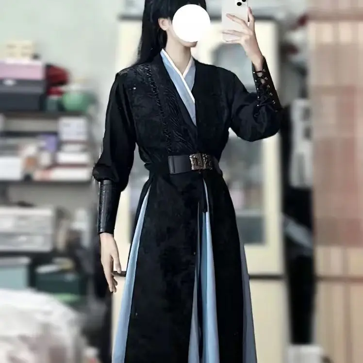 TGCF SVSSS 2HA Chinese Hanfu Dress Women Men Cosplay Costume Ancient Traditional Hanfu Dress Black Hanfu Set