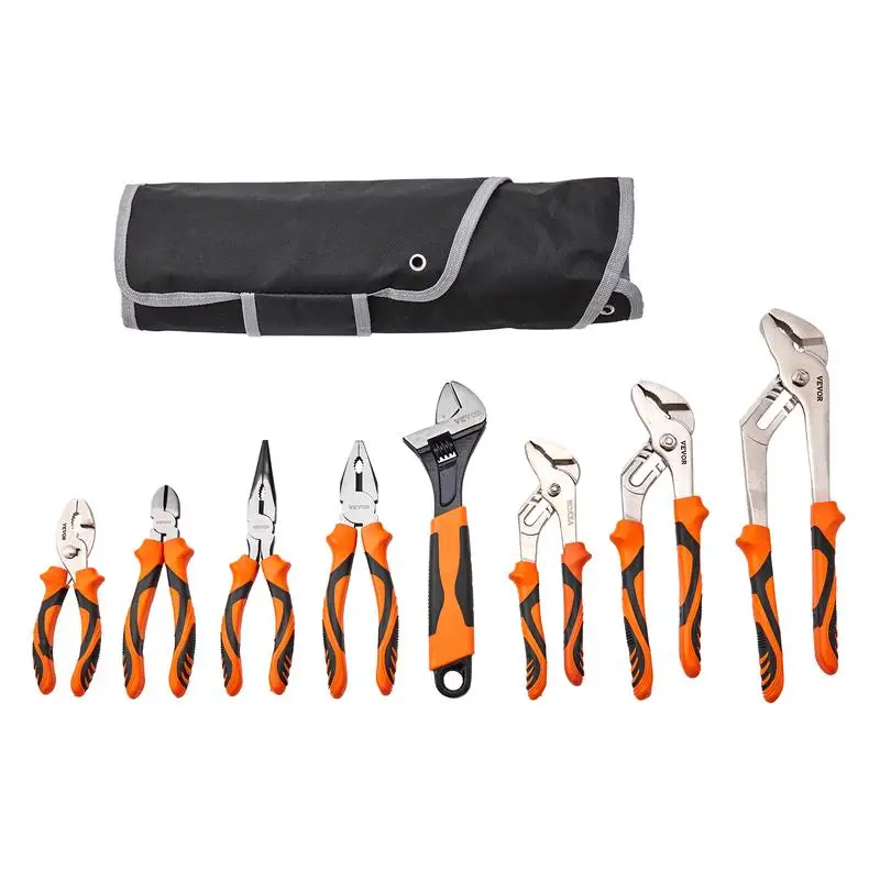 

VEVOR 8-Piece Pliers Set, High Carbon Steel, 12"/10"/8" Groove Joint Pliers, 8" Linesman's Pliers, 6" Slip Joint Pliers,