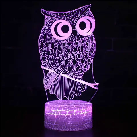 Nighdn Owl 3D Lamap LED Night Light for Children Bedroom Bedside Table Decor Child Nightlight Birthday Gift for Kids Boys Girls