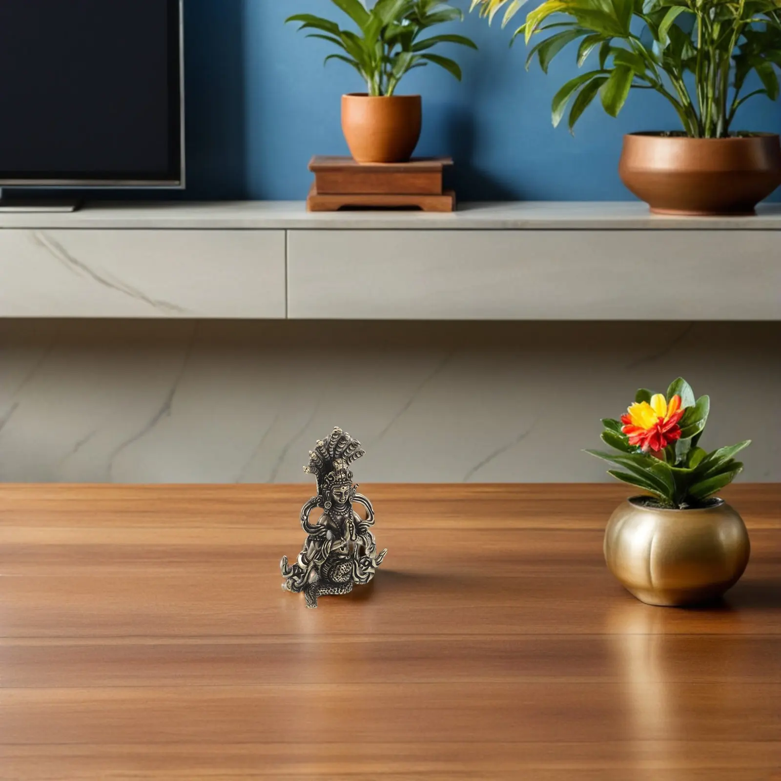 Brass Medusa Snake Goddess Sculpture Vintage Hand Painted Mythology Statue Tabletop Feng Shui Decor