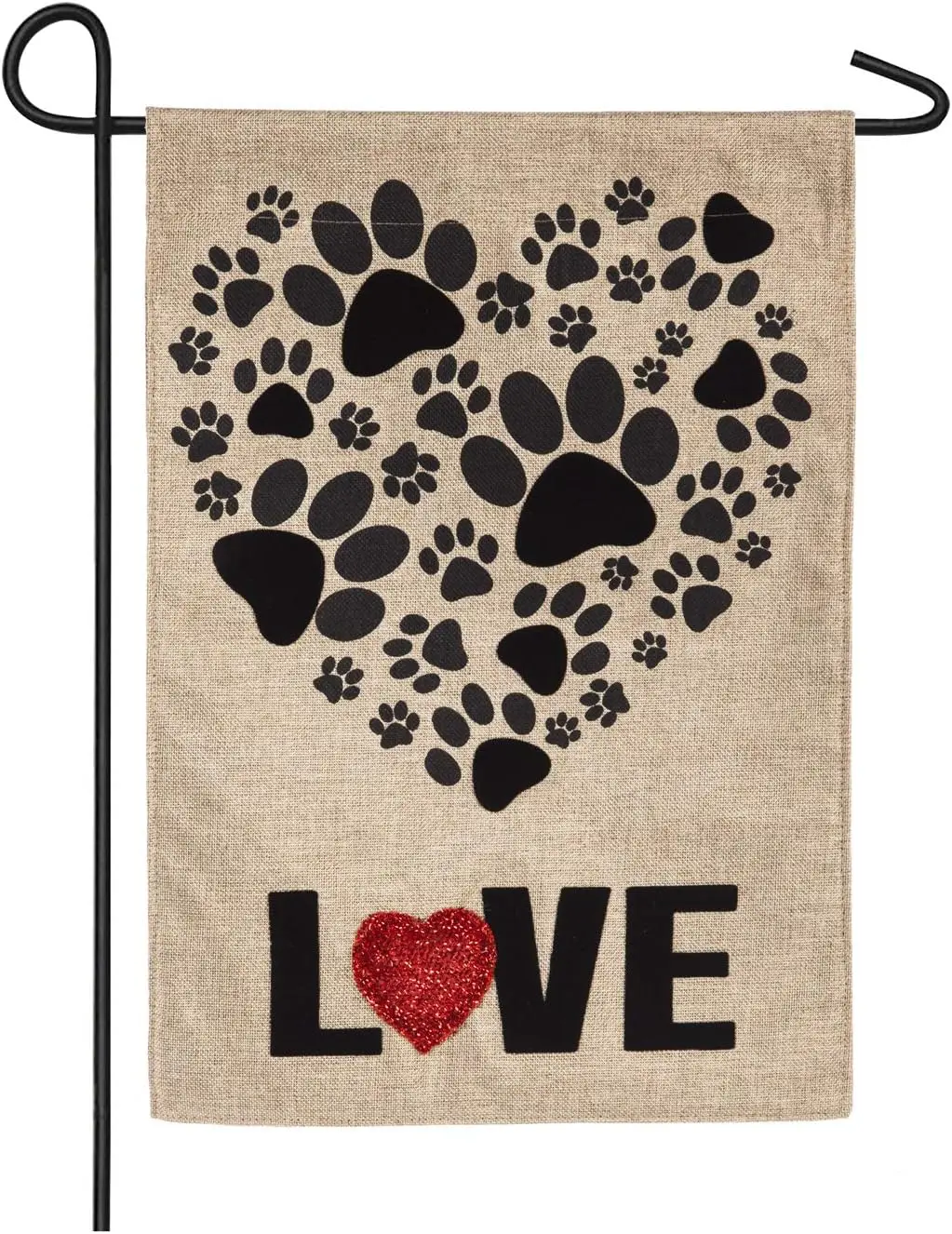 Evergreen Flag Paw Prints Heart Garden Flag 12x18 Double Sided | Dog Pawprints Love Garden Flags For Outside | All Seasons | Val