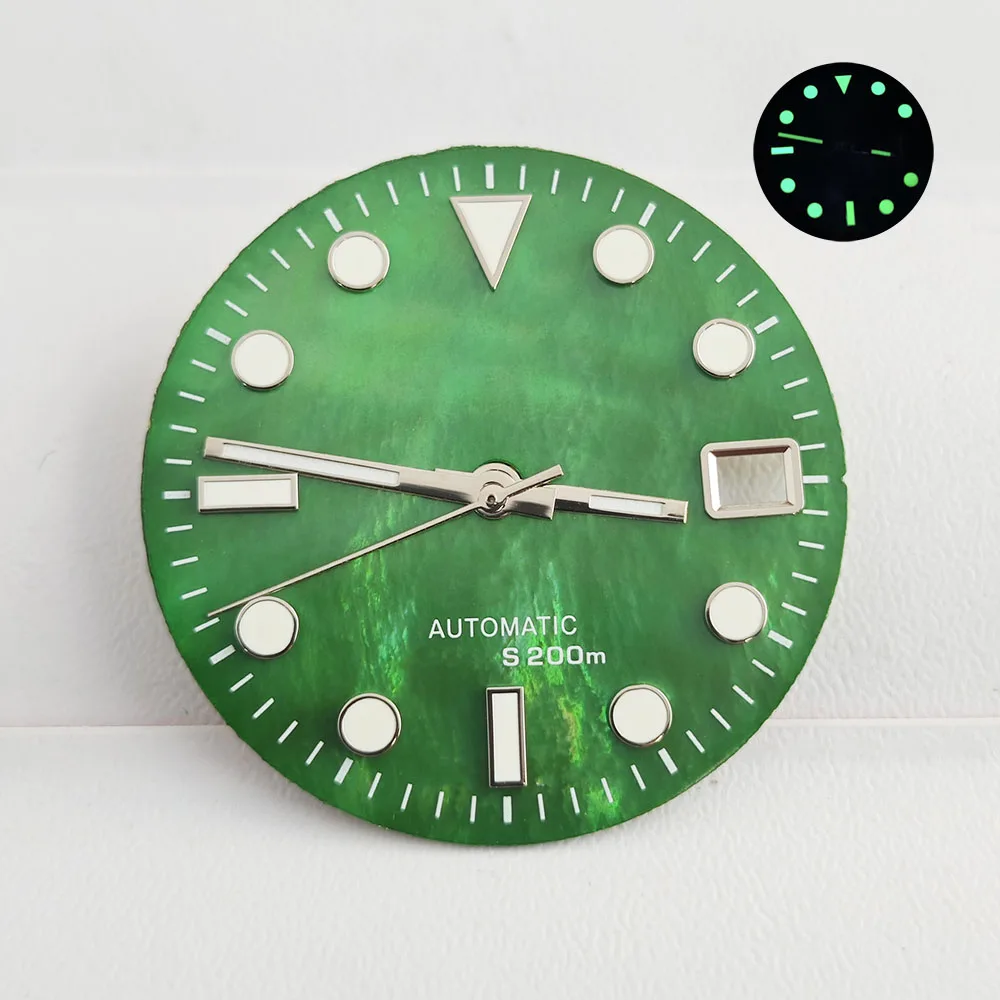 Watch NH35 Shell face 28.5mm green luminous dial is used for NH35 NH36 automatic mechanical movement watch accessories