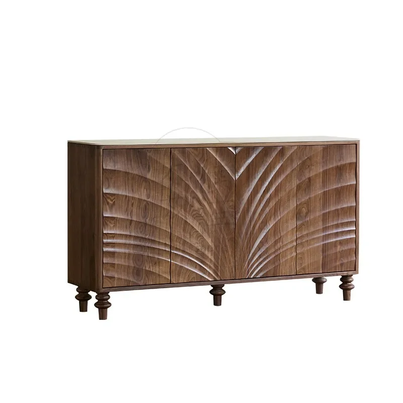 XRL black walnut solid wood shoe cabinet against the wall multi-layer storage side cabinet