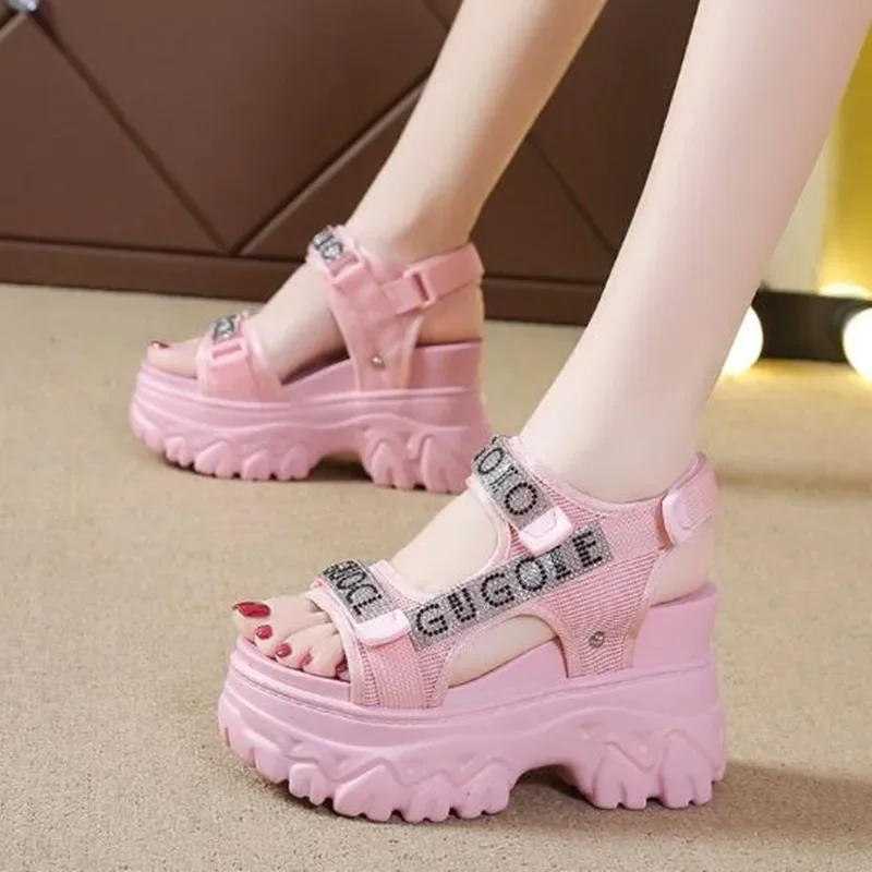 Elegant Female Shoes NEW Summer Luxury Women Sandals Thick Sole Cake Shoes With Elevated Slope Heels Roman Shoes Woman Sneakers