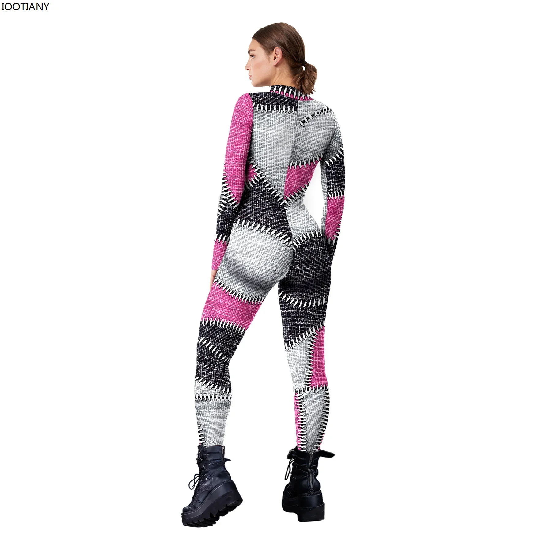 CosplayHalloween Women Sexy Patchwork Clown Cosplay Jumpsuit Adult Voodoo Doll Fancy Bodysuit Party Rave Outfit Aerial Yoga Zent