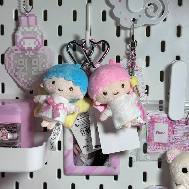 Sanrio Little Twin Stars Angel White Robe Love Buckle Plush Keychain Backpack Decoration Key Pendant Desktop Trinket Couple Gift