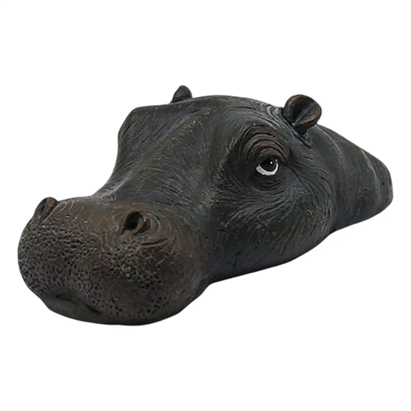 Floating Hippo Head Decoy Sculpture Art Ornaments Realistic Animals Statue for Pond Crafts Simulation Decoration Deterrent Ducks