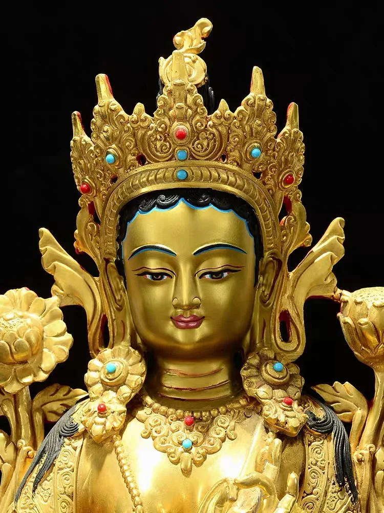 High quality  Nepal Buddhism gilding Tara Bodhisattva goddess Almighty Buddha statue COPPER Family Effective