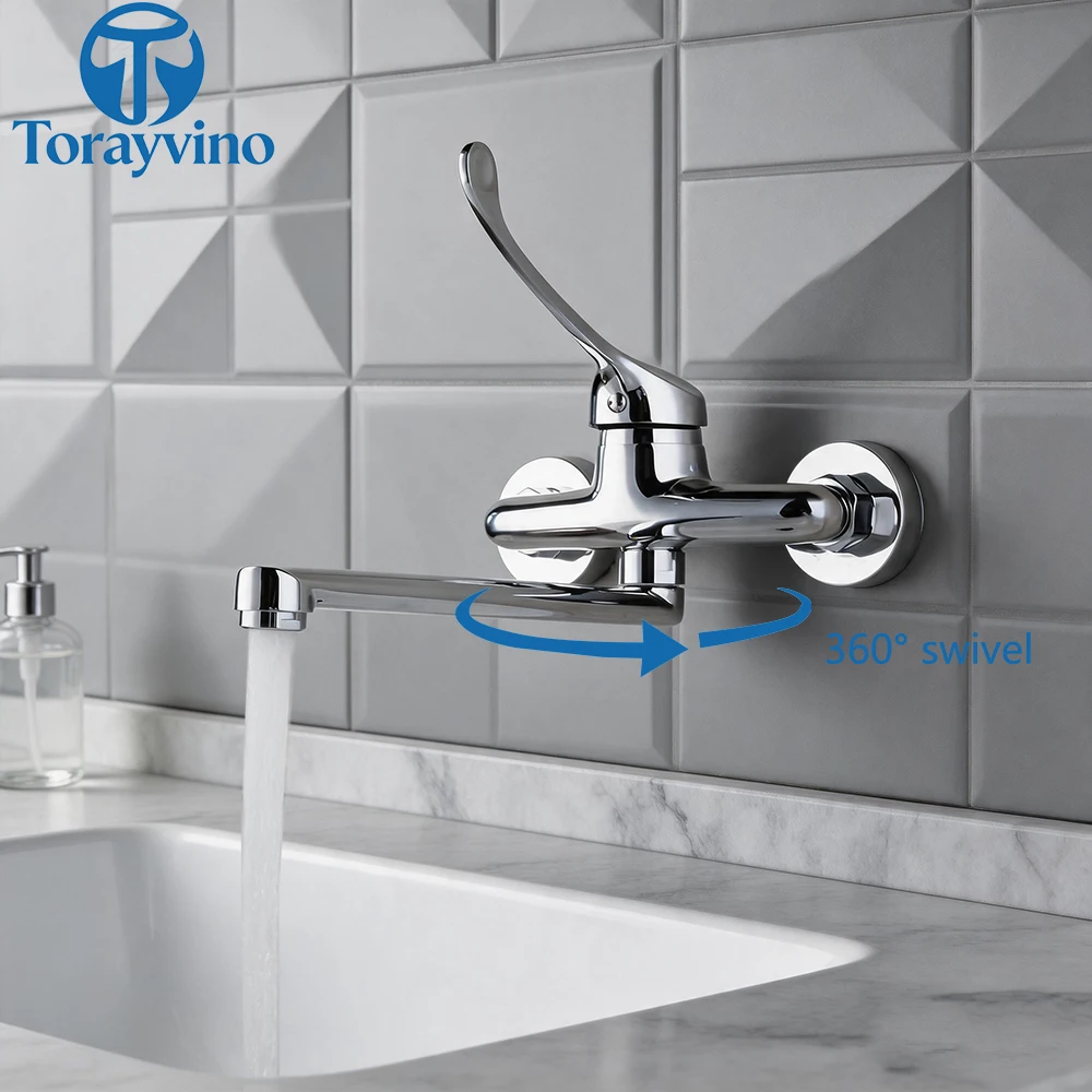Torayvino Medical Mixer Bathroom Faucet  Chrome Water Tap Sink Faucets Sprayer Brass Hot & Cold Deck Mounted Faucet