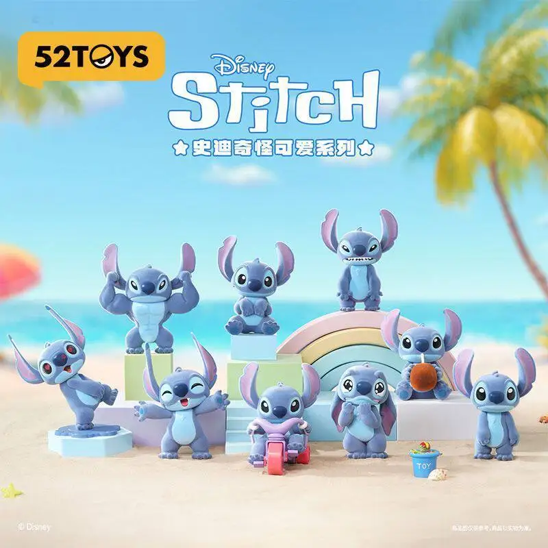 

Disney 52TOYS Stitch Blind Box Odd Cute Series Flocked Collectible Figure Desktop Ornament Gift For Lilo And Stitch Anime Fans