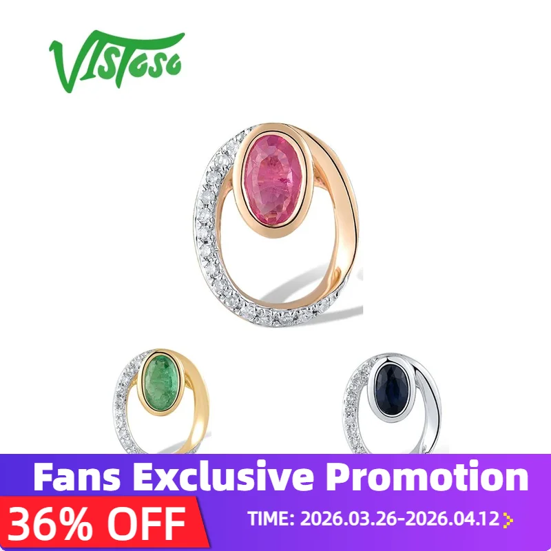 

Подвеска VISTOSO из чистого 14 К 585, желтое, белое, розовое золото для женщин, сверкающий бриллиант, изумрудно-синий сапфир, рубин, шикарные ювелирные изделия