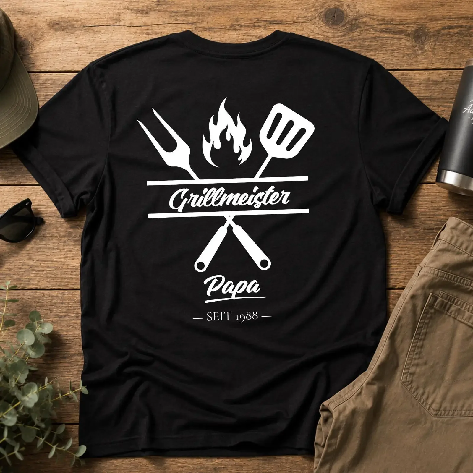 Personalized Grill Meister Papa T Shirt Custom Year BBQ Grillmaster Funny Barbecue for Dad Grilling Fans Casual vintage Washed