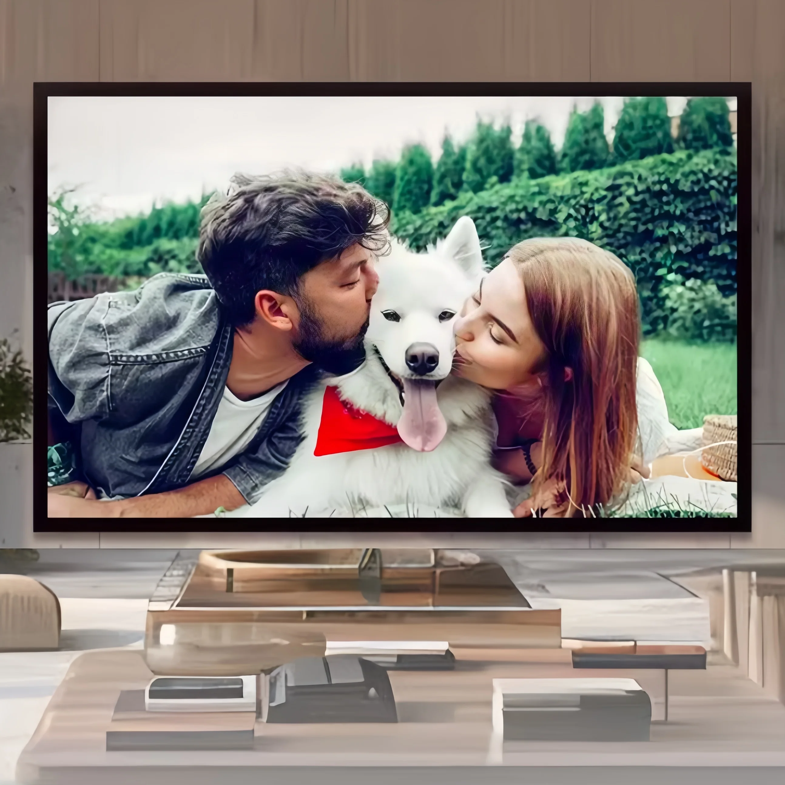 

ALR & Acoustic Ambient Light Rejecting Acoustically Transparent Wall Mounted Projection Screen With 7mm Ultra-Thin Bezel Frame