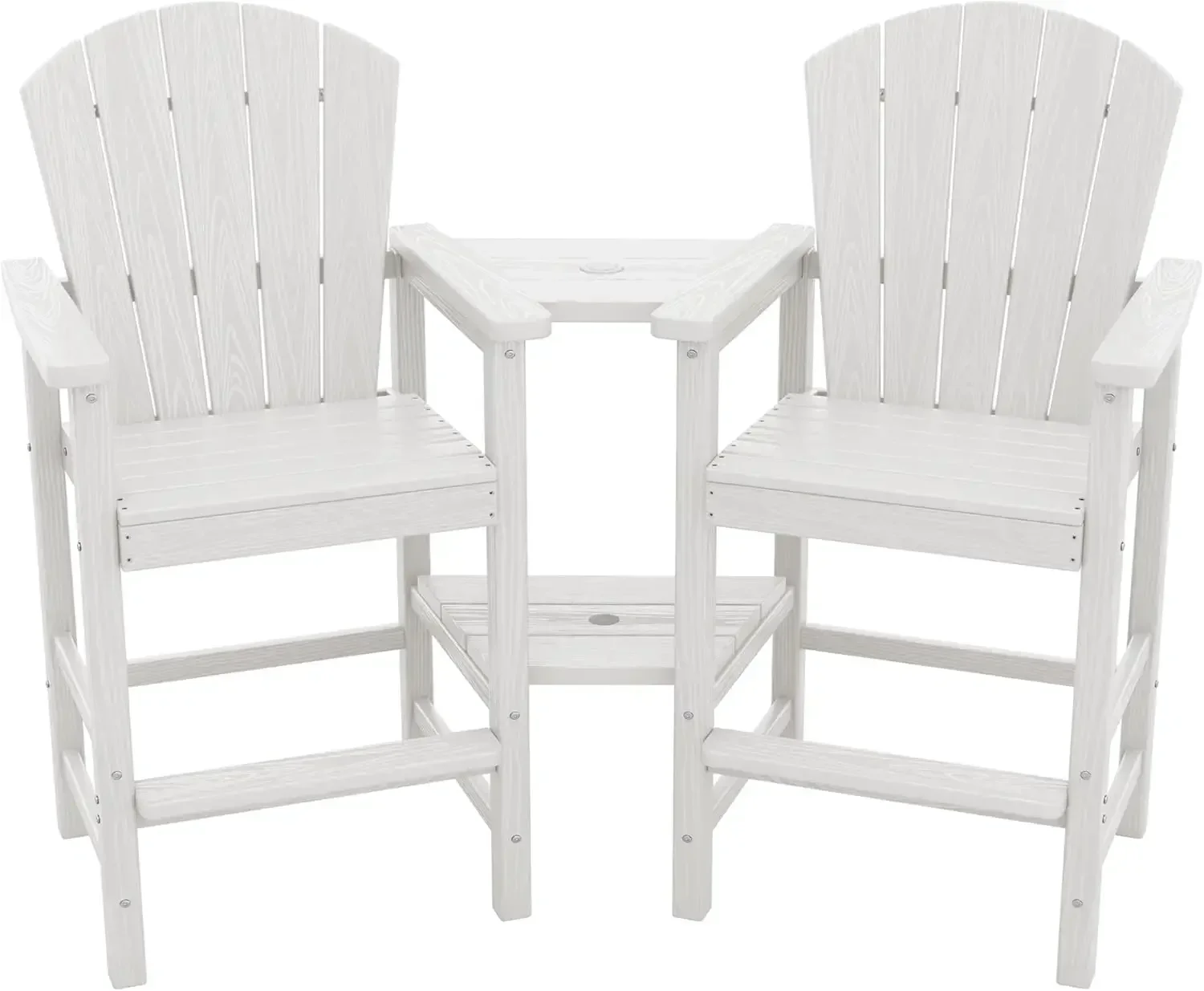 Tall Adirondack Chairs Set of 2 with Double Layer Connecting Tray, HDPE Bar Height Outdoor Chairs, Wood-Like Adirondack Bar Stoo