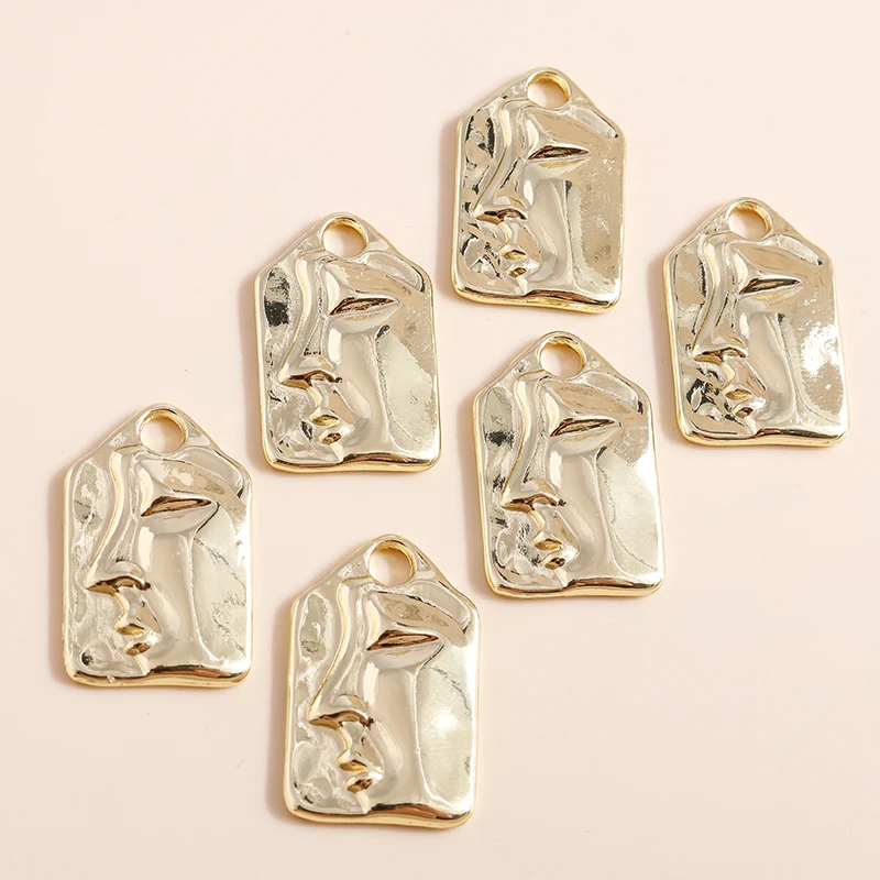 Leslie 8 Stück 15*24mm Punk Metall Vergoldete Gesichts-Porträt-Anhänger für Halsketten, Armbänder, Ohrringe, DIY Schmuckherstellung – Detail 3