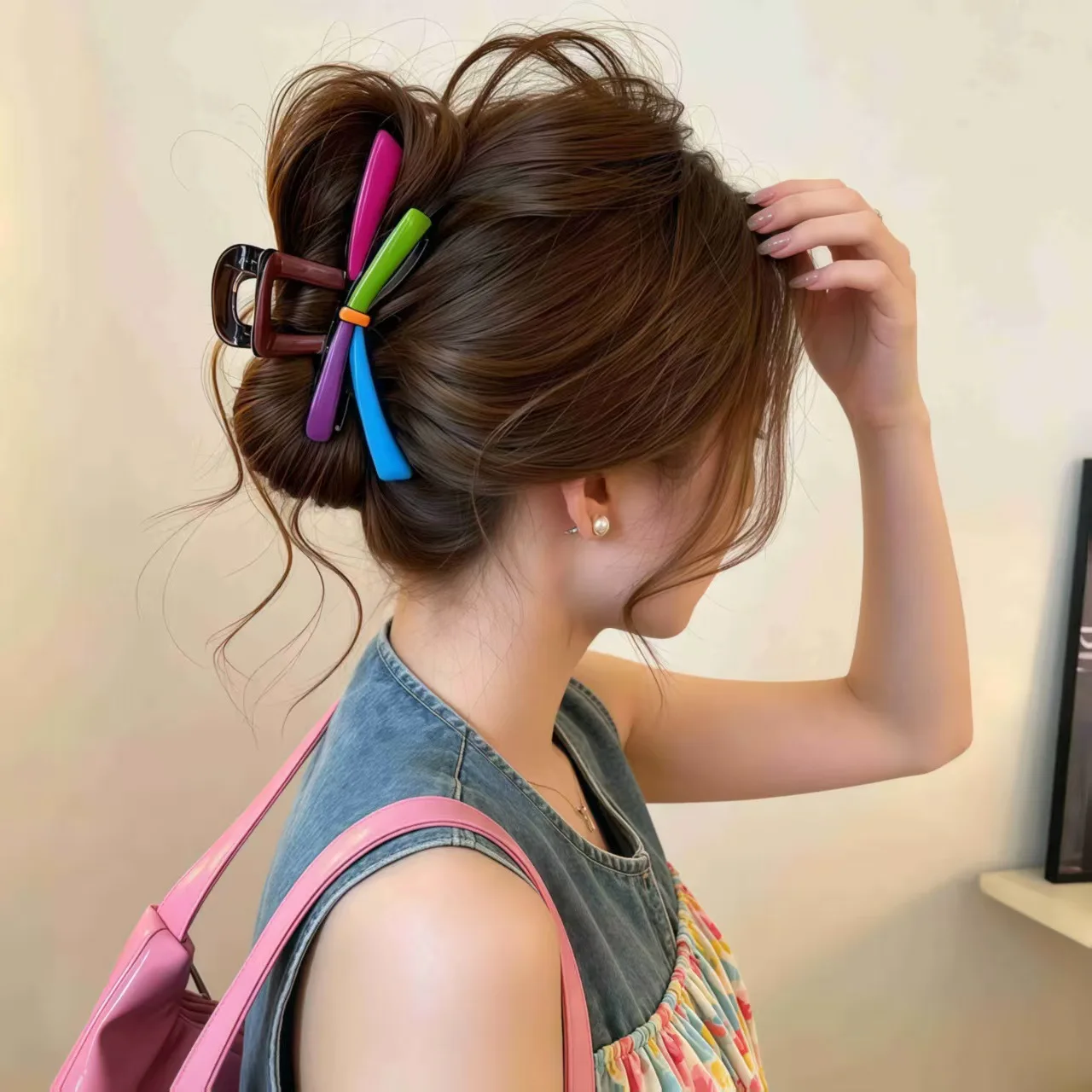 Dopamine Color-Block Bow Hair Claw Clip 2026 New Fashion Elegant Stylish Premium Trendy Chic Gorgeous Hair Accessories for Women