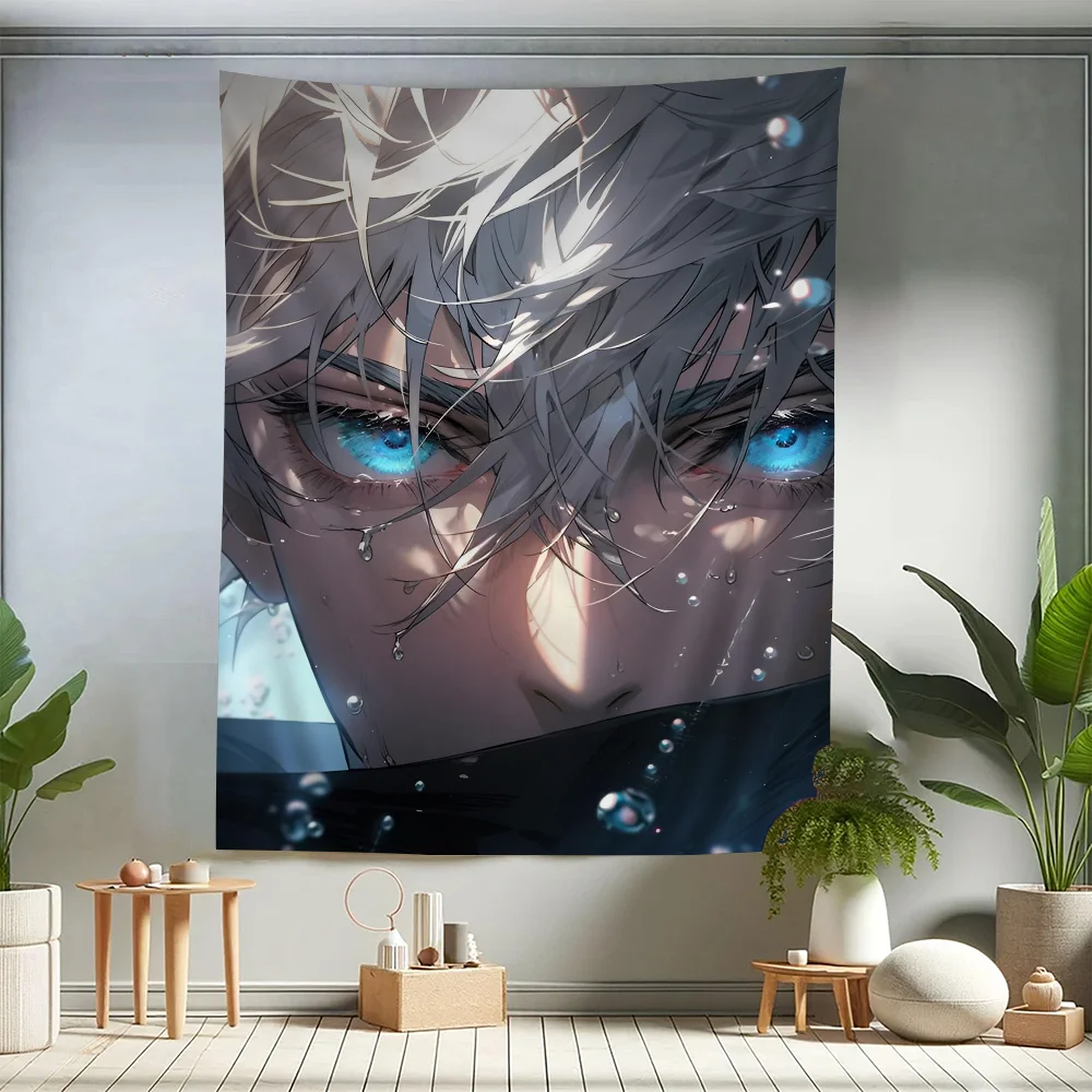 Satoru Gojo Jujutsu Kaisen Wandteppich – Tarot-Wandbehang – Hippie-Anime-Teppich – Six Eyes Decor Wohnheim-Geschenk für Anime-Fans