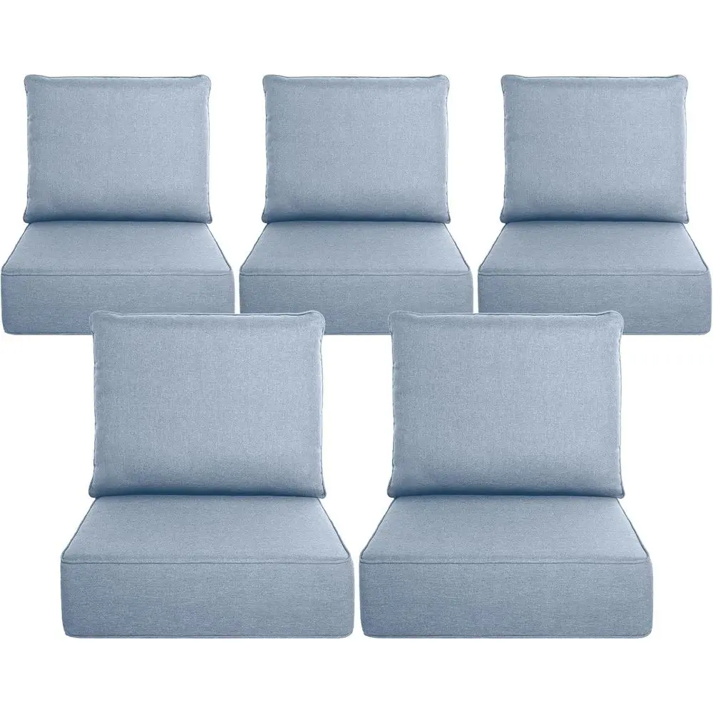 

6 Thick Outdoor Cushion Set - 24 x 24 Baby Blue, Fade-Resistant, Spill-Proof, Removable for Patio Furniture or Sofa Bench Swing