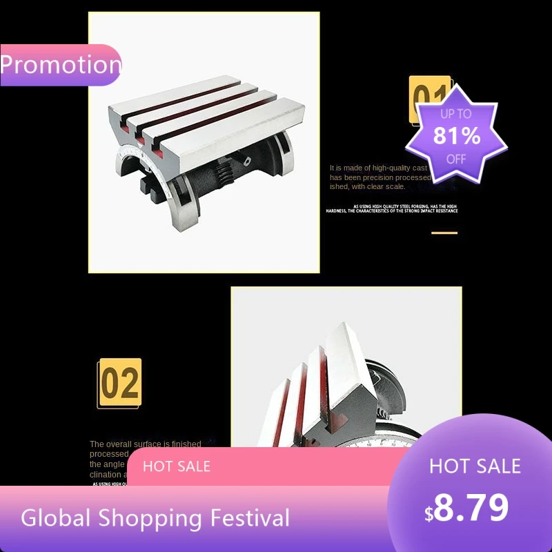 

0800408037 Угловой рабочий стол дюймов для фрезерного станка, фрезерного станка, сверлильного станка, регулируемый угол, тур