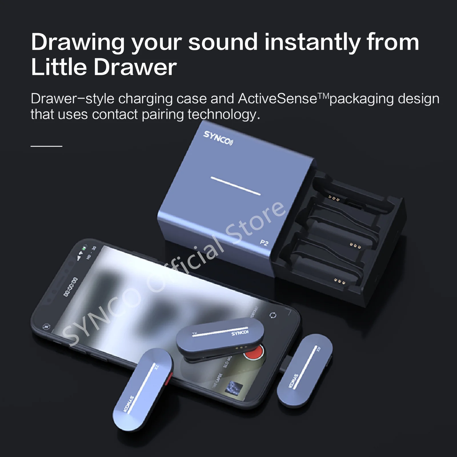 Synco-P2S Microfone sem fio, Tipo C, Profissional, Transmissão ao vivo, Jogos, Gravação, Entrevista, Vlog, Estúdio