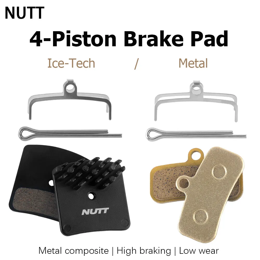 Тормозные колодки NUTT 4 Piston MTB Hydraulic Disc Brake Pad для шоссейных и горных велосипедов, металлические колодки Ice-Tech, для Shimano M6120 M7120