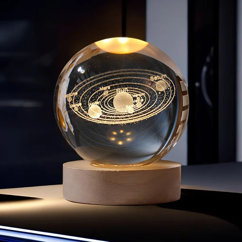 

6cm 3D laser engraving crystal ball home decoration gift preferred space travel planet aerospace astronomy