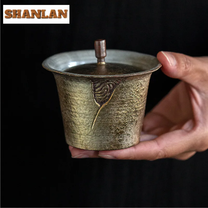 

125 мл ручной работы из серебряной фольги Gaiwan винтажная чайная вареная чаша с крышкой комплект чайник крышка чаша кунг-фу чайный сервиз поставки подарок