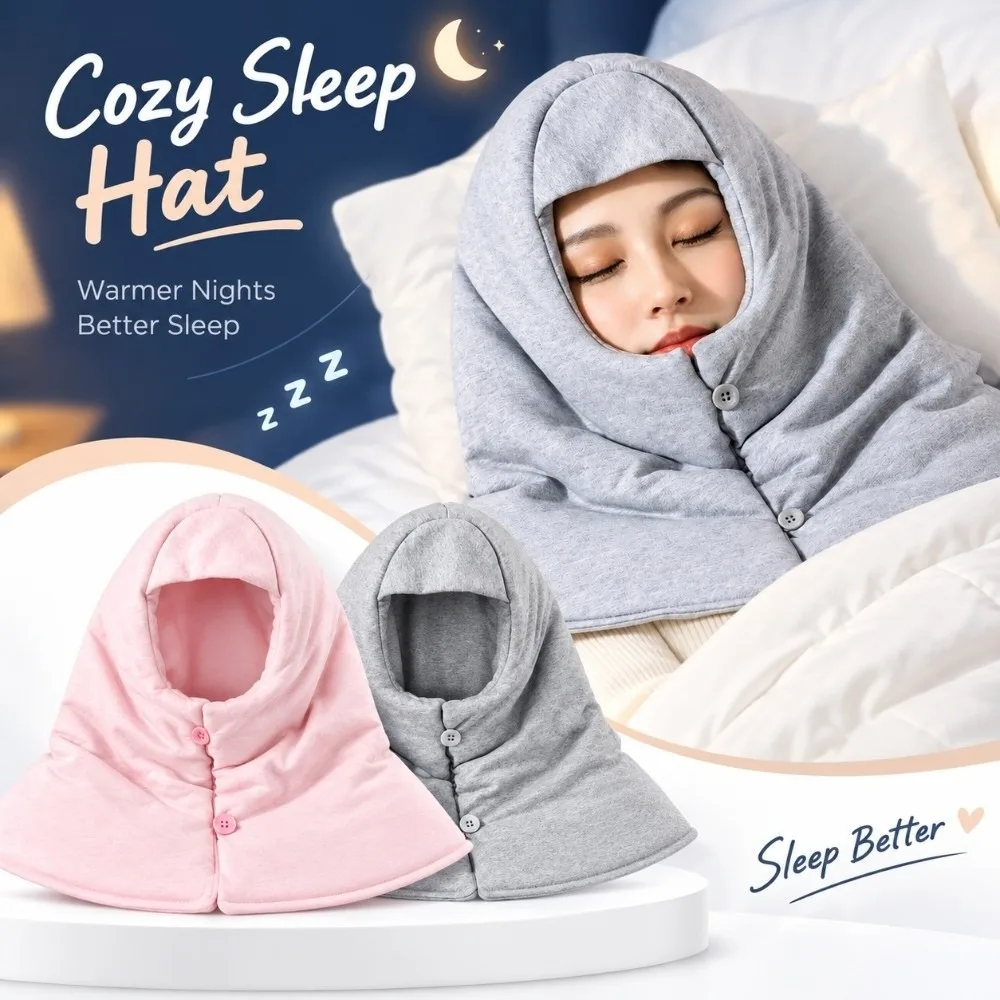 Comfortable Cotton Material Sleep Hat Soft Fabric Warm Lining Night Cap Warm Head Cover Bedtime