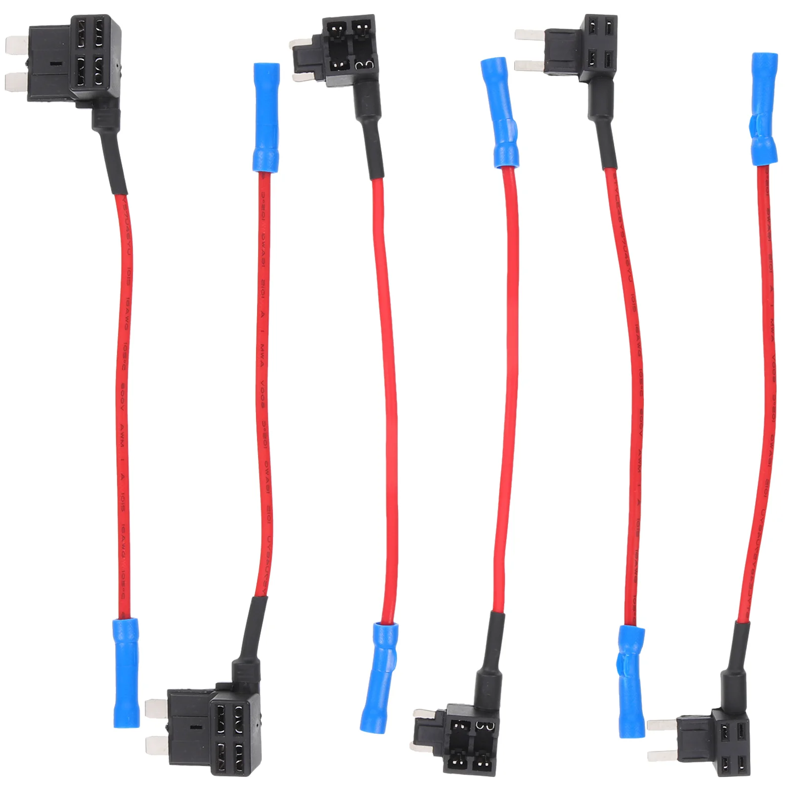 6 Pcs The Fuse Taps Automotive Holder In-Line Circuit Adapter Blue Socket Inline Blade