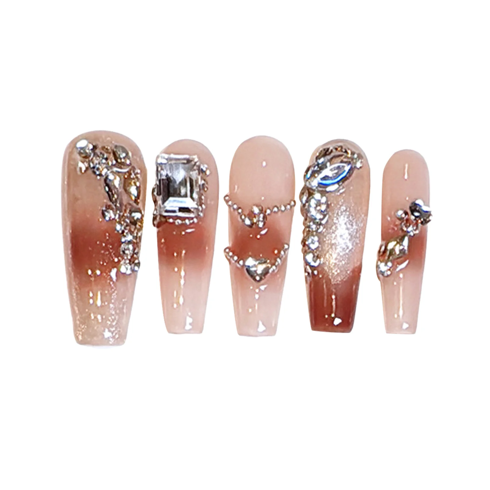 False Nails with Rhinestone Chip-Proof Smudge-Proof Fake Nails for Stage Performance Wear