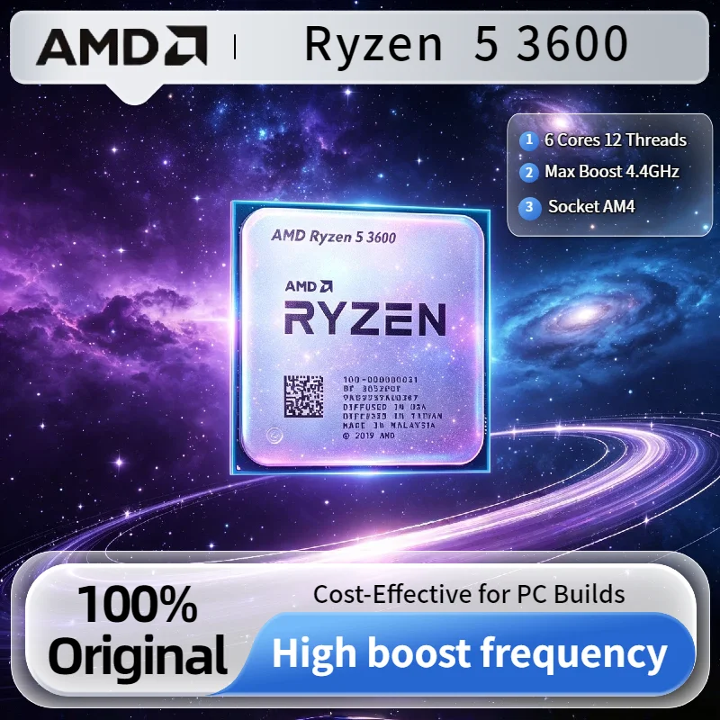 Procesador AMD Ryzen 5 3600 R5 3600 de 4.2GHz, 6 Núcleos, 12 Subprocesos, 65W, Socket AM4, para Juegos de Escritorio, en Bandeja, OEM, Sin Refrigerador, Nuevo Pro Max