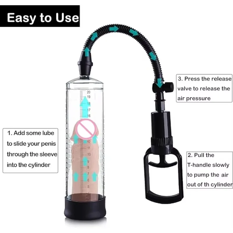 Estensore per pompa per pene Ingranditore manuale Manicotto per pene Dispositivo di allenamento per potenziatore sessuale Giocattolo del sesso per uomini Coppia Erezione più forte e più grande