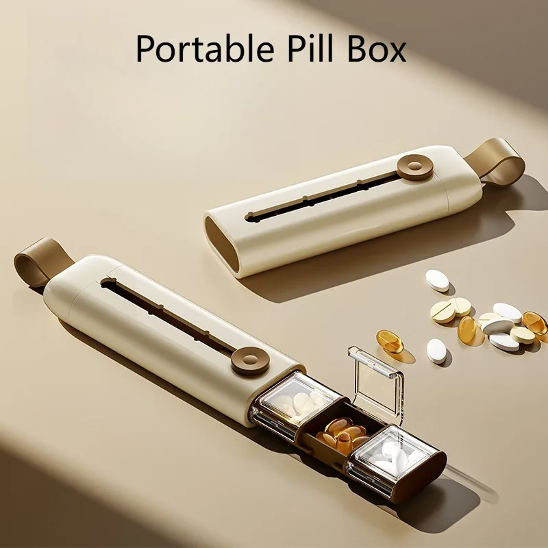 

Medicine box Portable transparent three-grid with lid Pull medicine box Outdoor portable small medicine box