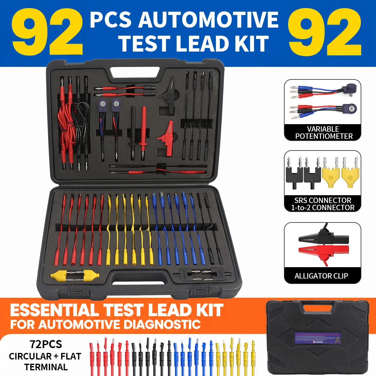 Complete Set of Automotive Circuit Test Lead Kit,Multimeter Test Kits, Lead Test，Multi-Function Lead, 92 Pieces