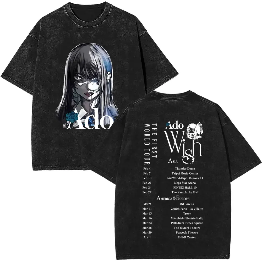 

Washed Vintage Ado World Tour 2025 Hibana T-shirt Men Women Fashion Japanese Style T-shirts Men's High Quality Cotton T Shirts