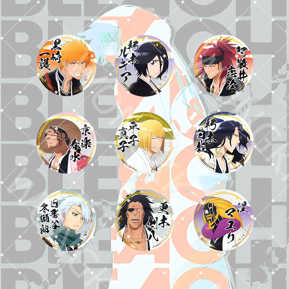 Image of Anime BLEACH Abzeichen Kawaii Schlüsselanhänger Niedlicher Schlüsselring Ichigo Kurosaki Rukia Kuchiki Schultaschen-Accessoires Anstecknadel Abzeichen Deko
